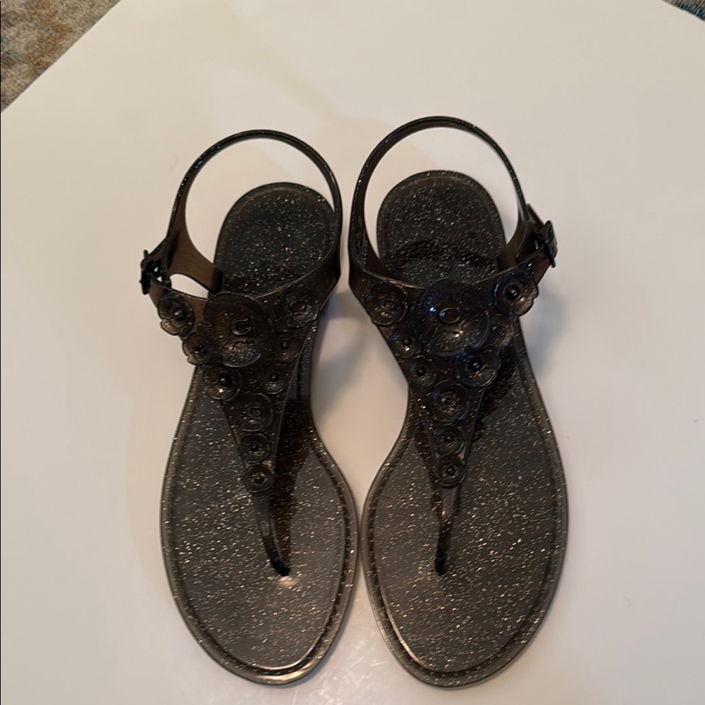 Coach Black Sandals Casual Thong Style jelly